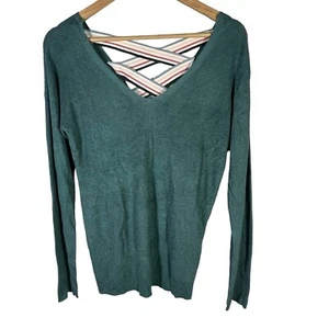 Hippie Rose Womens Juniors Criss-Cross Long Sleeves Sweater Midsummers Medium - Picture 1 of 4