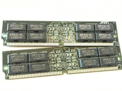 MATCHED PAIR OF OKI 4MB 72 PIN 70NS FAST PAGE MODE NON PARITY SIMM FPM   fcb13.6 - Image 1 of 2