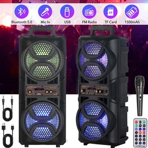 3000W Portable Bluetooth Speaker Sub Woofer Heavy Bass Sound System Party & Mic - Picture 1 of 12