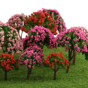 28pcs Model Flowers Trees HO Scale Train Railroad Diorama Layout Garden - Picture 1 of 7
