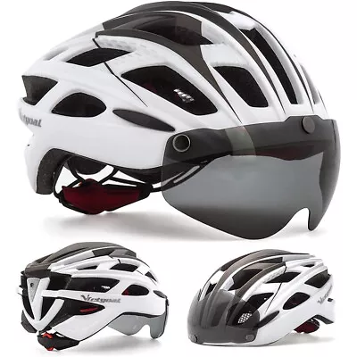 Bike Helmet for Men Women with Safety Led Back Light Detachable Magnetic Goggles - Image 1 of 4