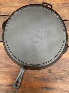 Martin Cast Iron #14 Hamburger Logo Skillet with Heat Ring and 2 Finger Assist - Picture 1 of 10
