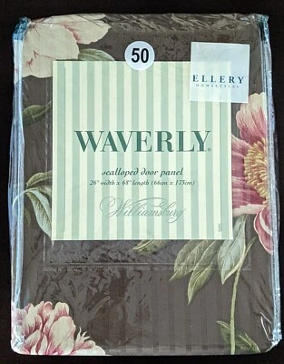 Waverly Williamsburg Scalloped Door Panel Ashton Peony Chocolate Vintage  - Image 1 of 4