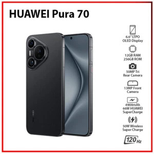NEW Huawei Pura 70 BLACK 12GB+256GB Dual SIM Unlocked Android Cell Phone - Picture 1 of 6