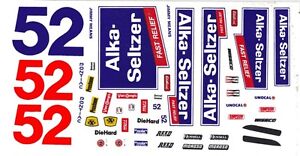 #52 Jimmy Means Alka Seltzer 1/24th - 1/25th Scale Waterslide Nascar Decals