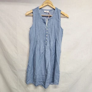 Vineyard Vines Womens Chambray Sleeveless Dress Blue Pintuck Casual Size XXS - Picture 1 of 3