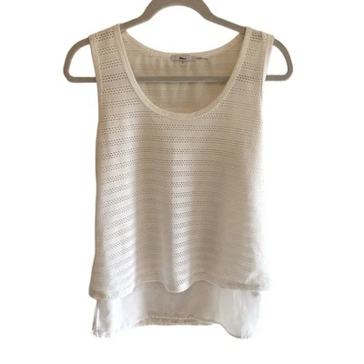 Camiseta sin mangas ligera Milano blanca con ojales cuello redondo forrada en capas talla S Foto 1 de 4