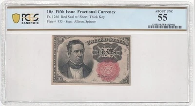 Fr. 1266 10¢ 5th Issue Fractional Currency PCGS AU55 - Image 1 of 2