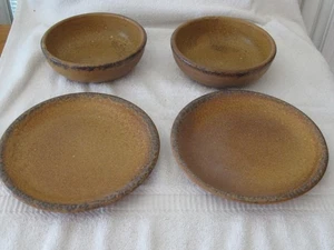 4pc McCoy Canyon Mesa Salad Dessert Plate 7 1/4" & Cereal Bowl 6" MCM Pottery - Picture 1 of 4
