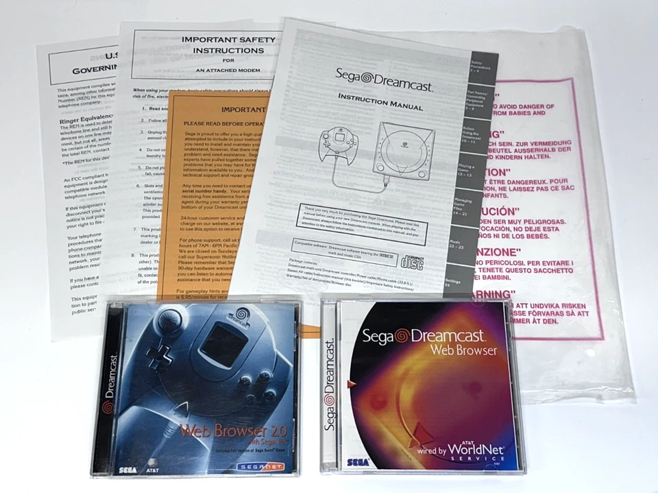 SEGA Dreamcast System Packet: Instruction Manual - Info Sheets + Web Browser CDs - Image 1 of 4