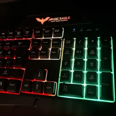 Gaming Multicolor Black Keyboard Magic Eagle Havit Computer Desktop USB Corded - Image 1 of 4