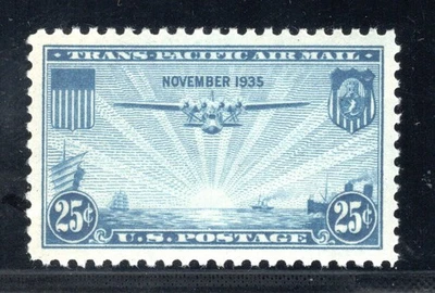 US # C20 (1935)-25 cent-MNH-Grade: XF-Sup 95 (with cert.) China Clipper airplane - Image 1 of 3