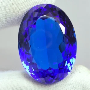 Piedras preciosas sueltas de corte ovalado Tanzania azul natural de 75,90 quilates certificadas - Imagen 1 de 4