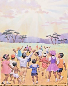Vtg Arthur Sarnoff Print of Children Enlightened by the Sun Beams RARE Signed - Picture 1 of 9