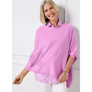 Talbots Damen Strick Poncho Pullover mit Schmetterling Applikation M L Lavendel - Bild 1 von 9