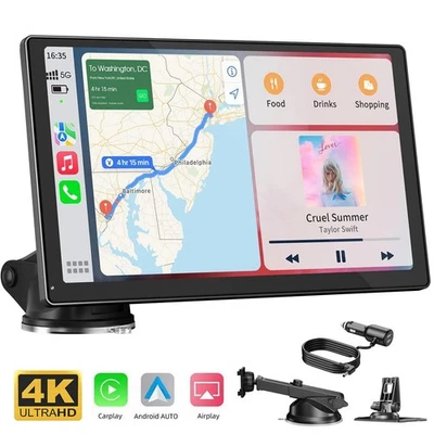 9-Zoll Drahtlos Tragbares Autoradio kabelloses Apple CarPlay & Android Auto GPS - Bild 1 von 4