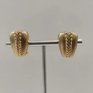 Pendientes Oro 14k 5.65g Motivo Hoja Acabado Cepillado Omega Clips De Colección Marcados 14kt FB - Imagen 1 de 24