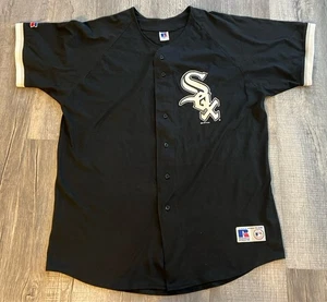 Vintage Chicago White Sox Jersey Russel Athletic Mens Baseball Sz XXL Black 90s - Picture 1 of 5
