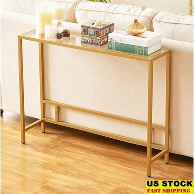 Mesa Consola Vidrio Templado Resistente Elegante Diseño Almacenamiento Abierto Fácil Limpieza Nueva Foto 1 de 4