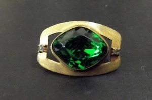 Vintage Art Deco Green Glass & Rhinestone Button (4907) - Picture 1 of 4