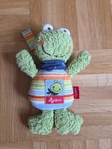 Sigikid Frosch Flip Flap Frottee grün Stofftier Plüsch Rassel Halstuch 19cm #23 - Bild 1 von 3