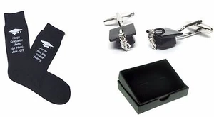 Personalizado para el siguiente paso... Juego de calcetines de graduación + gemelos de mortero (AJ123) - Imagen 1 de 3