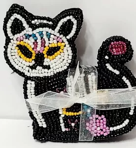 Juego de 4 montañas rusas con cuentas de calavera de azúcar del gato del día de los muertos hechas a mano India ¡Nuevo! - Imagen 1 de 1