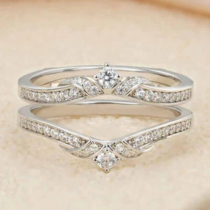 Vintage Wedding Bands Ring Jacket Wrap Guard Enhancers for Women Sterling Silver - Picture 1 of 7