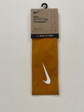 New Nike Dri FIT Fury Unisex Adult Headband Burnt Orange/Gold OSFM