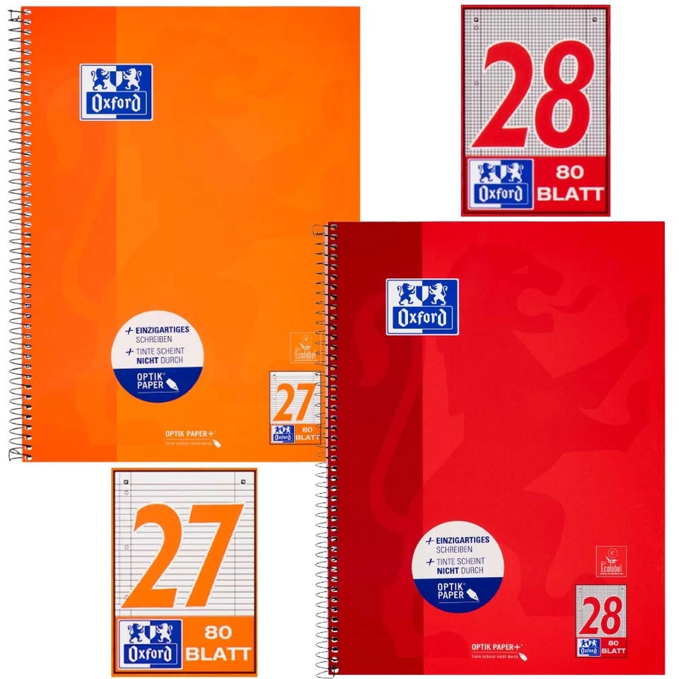 Oxford Classic Collegeblock DIN A4 80 Blatt 90 g/qm Spiralblock Schreibblock - Bild 1 von 1