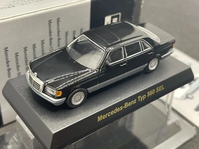 Kyosho 1/64 Mercedes-Benz 560 SEL black diecast model car 9C3 - Image 1 of 4