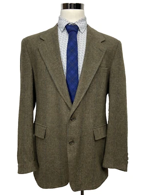 Blazer Abrigo Deportivo Evan Picone Para Hombre Marrón Tweed Lana Espiga 43L De Colección Foto 1 de 4