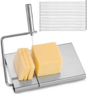 Stainless Steel Cheese Slicer,Replaceable Wire Cheese Slicer,With 20 Replacement - Picture 1 of 12
