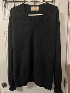 LL Bean Mens XL Tall 100% Lambswool V Neck Long Sleeve Sweater Gray - Picture 1 of 3