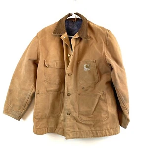 Vintage Carhartt Blanket Lined Men Size L 42 Brown 6BLC Duck Chore Barn Coat USA - Picture 1 of 11
