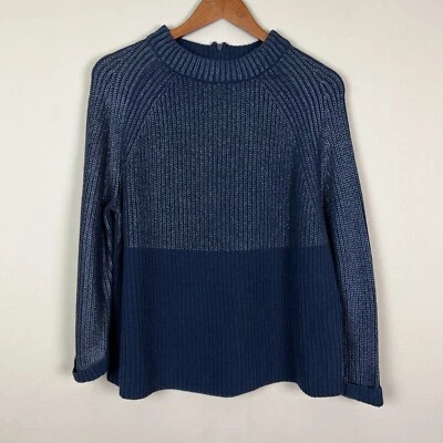 Chicos 2 Suéter Mujer Grande Azul Marino Mezcla Lámina Melanie Pullover Cuello Simulado L Foto 1 de 4