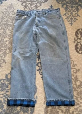Men's Schmidt Workwear Flannel Lined Denim Jeans (34x29) Work Jeans - Image 1 of 4