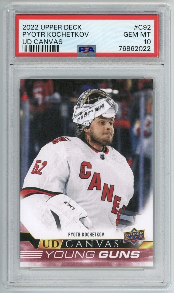 2022-23 Upper Deck Series 1 Pyotr Kochetkov Young Guns Canvas Rookie #C92 PSA 10 - Image 1 of 2