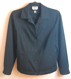 Talbots Cropped Blazer Jacket 4 Black Stretch Button Up Fitted Preppy Casual  - Picture 1 of 9