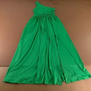 LYANER Women's Small Green One Shoulder High Split Ruched Side Maxi Dress New - Picture 1 of 9