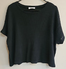 Zenana Womens black cropped top mesh sweater Size Small short sleeve boxy