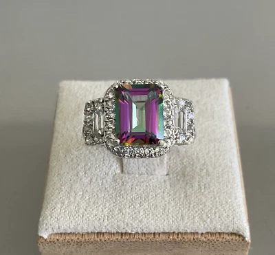 Мистический топаз многоцветный и белый топаз кольцо 3,75 CTW 925 серебро размер 6 - Изображение 1 из 4