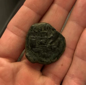 RARE CNAEUS POMPEY MAGNUS JR Ancient Roman Coin 46-5BC JANUS GALLEY RPC468 17.2g - Picture 1 of 2