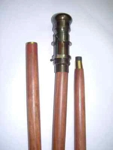 Brass Telescope Handle Stick Wooden Walking Cane - Picture 1 of 6