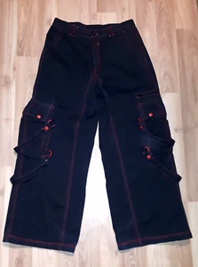 Altered Mind Black and Red Cargo Rave Pants Size 32 - Picture 1 of 5