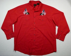 MEZZOGIORNO ALTO BANDIERA AMERICANA/CAVALLO ABBOTTONATO, scatti di perla, taglia X-Large (XL), raro, rosso - Foto 1 di 23