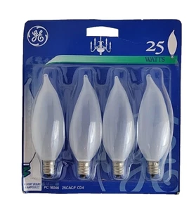 GE® 25W Satin Bent Tip Light Bulbs (4ct) CAC/F - New & Sealed - Picture 1 of 5