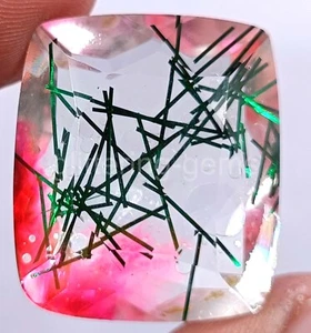 Green Rutilated Quartz 65.90 Ct Cushion Cut IGL Transparent Loose Gems AJ21 - Picture 1 of 7
