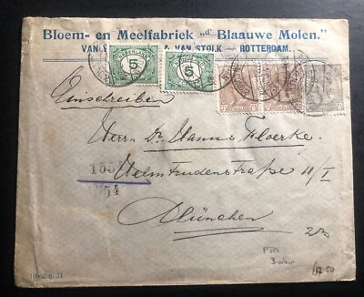Cubierta comercial de Rotterdam Países Bajos 1923 a Munich Alemania sello de cera Foto 1 de 2