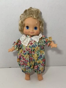 Cititoy 1994 vintage blonde baby doll blue eyes floral jumpsuit lace collar - Picture 1 of 3